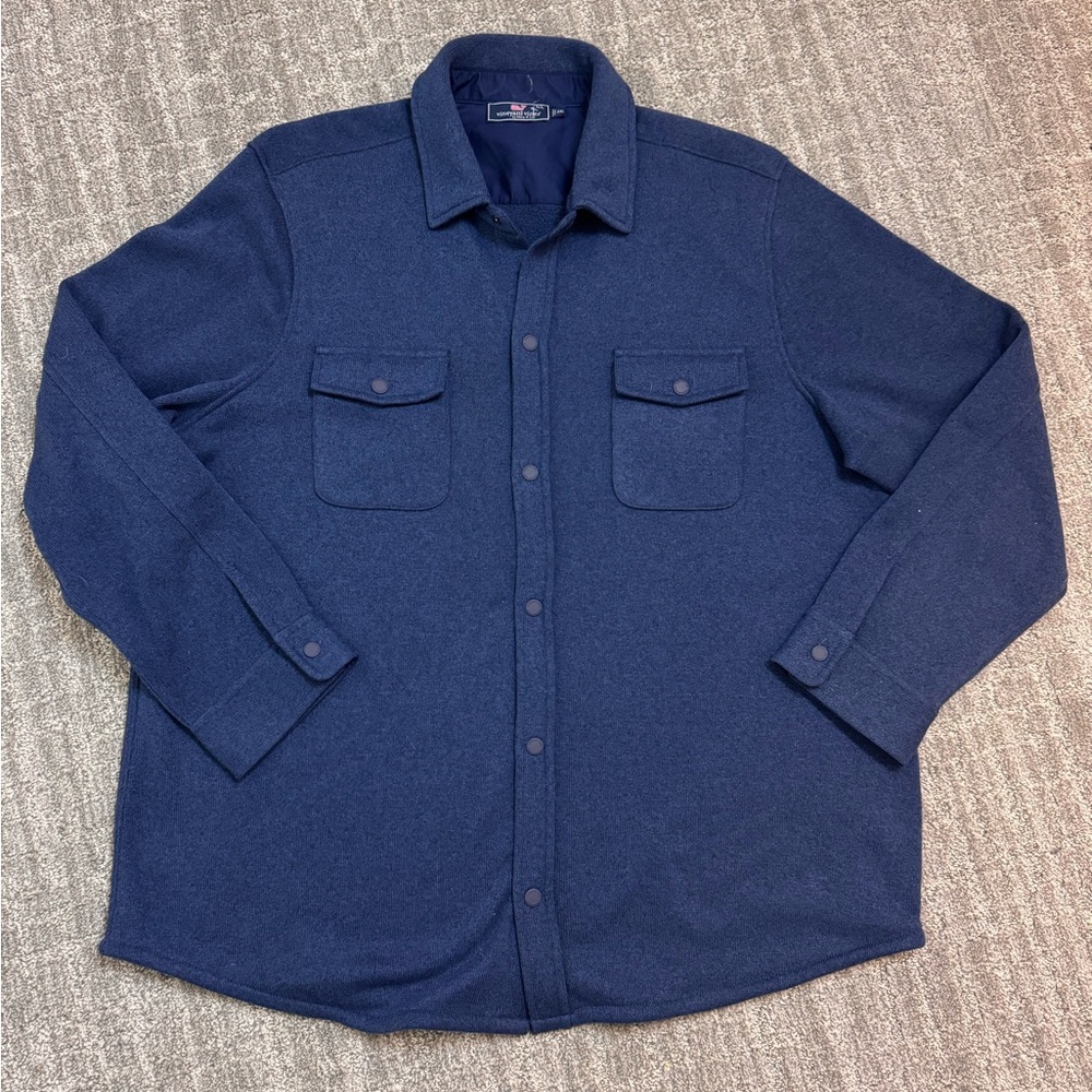 Vineyard Vines Navy Blue Button-Up Fleece shirt XXL